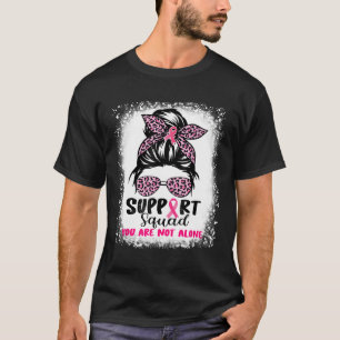 Support Squad Messy Bun Pink Warrior Breast Cancer T-Shirt