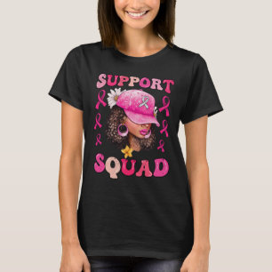 Support Squad Messy Bun Pink Warrior Breast Cancer T-Shirt