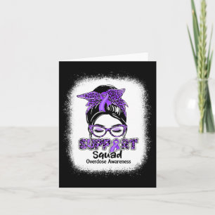 Support Squad Messy Bun Purple Ribbon Overdose Awa Card
