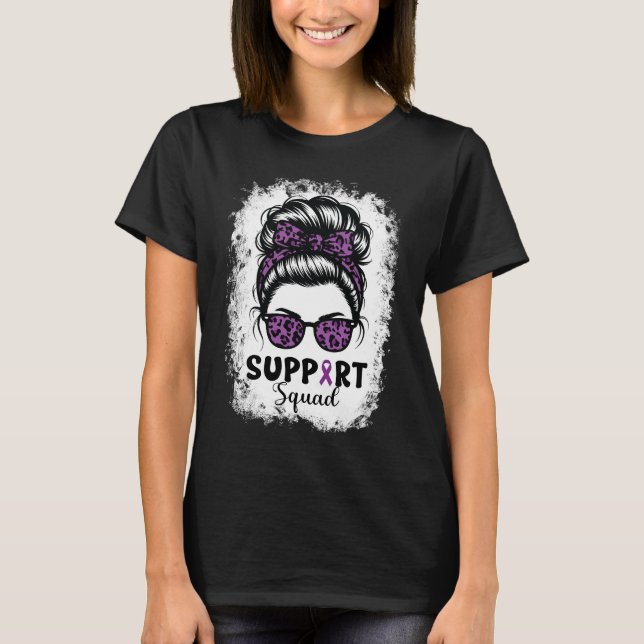 Support Squad Messy Bun Purple Warrior T-Shirt (Front)