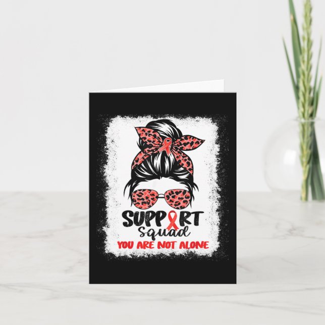 Support Squad Messy Bun Red Warrior Blood Cancer A Card (Front)