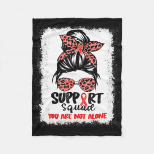 Support Squad Messy Bun Red Warrior Blood Cancer A Fleece Blanket