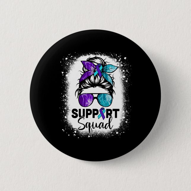 Support Squad Messy Bun Suicide Prevention Awarene 6 Cm Round Badge (Front)