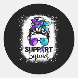Support Squad Messy Bun Suicide Prevention Awarene Classic Round Sticker