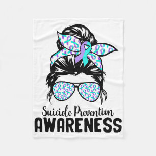 Support Squad Messy Bun Suicide Prevention Awarene Fleece Blanket
