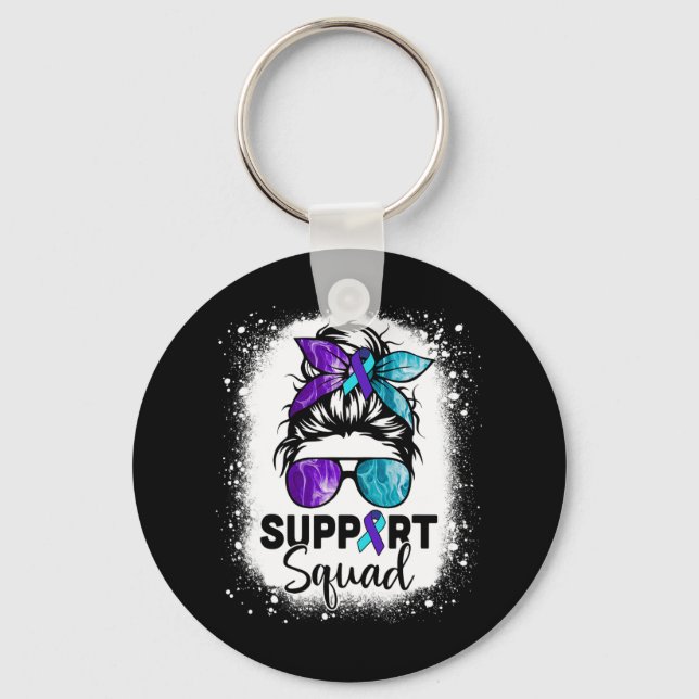 Support Squad Messy Bun Suicide Prevention Awarene Key Ring (Front)