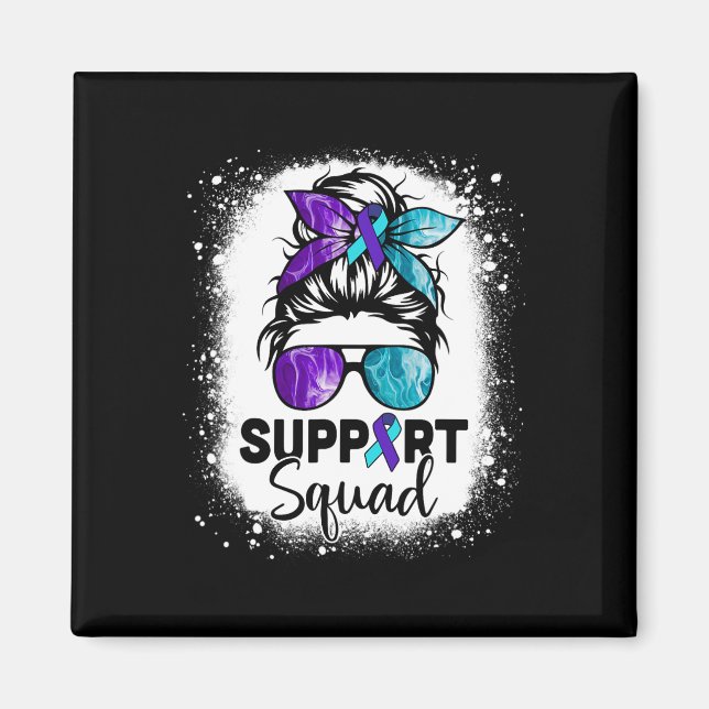 Support Squad Messy Bun Suicide Prevention Awarene Magnet (Front)