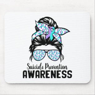 Support Squad Messy Bun Suicide Prevention Awarene Mouse Pad