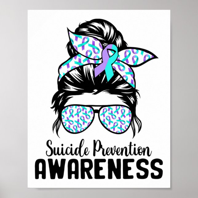 Support Squad Messy Bun Suicide Prevention Awarene Poster (Front)