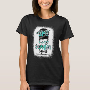 Support Squad Messy Bun Teal Ribbon Addiction Reco T-Shirt