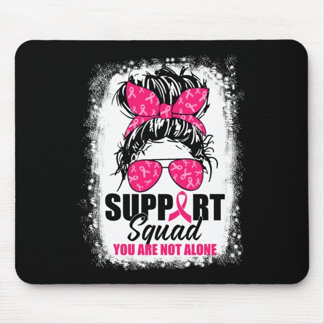 Support Squad Messy Bun Warrior Breast Cancer Awar Mouse Pad (Front)