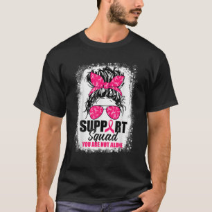 Support Squad Messy Bun Warrior Breast Cancer Awar T-Shirt