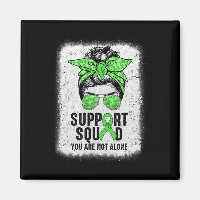Support Squad Messy Bun Warrior Green Mental Healt Magnet (Front)