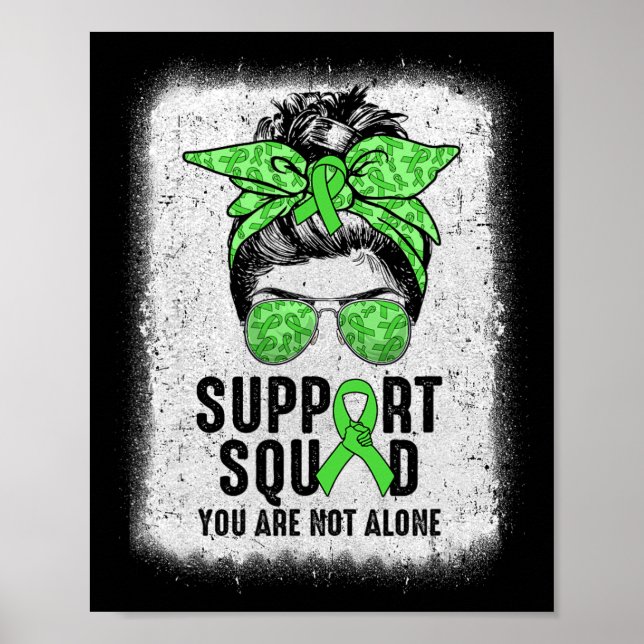 Support Squad Messy Bun Warrior Green Mental Healt Poster (Front)