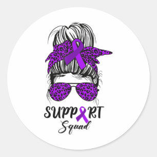 Support Squad Messy Bun Warrior Heimerheimer Aware Classic Round Sticker