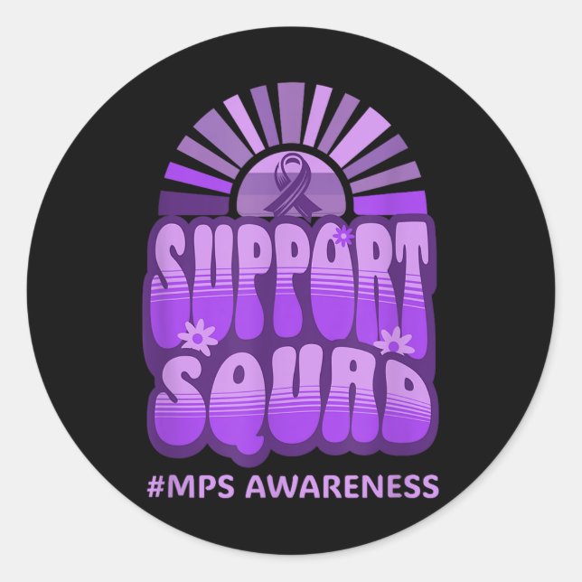 Support Squad Mps Awareness Retro Groovy Team  Classic Round Sticker (Front)