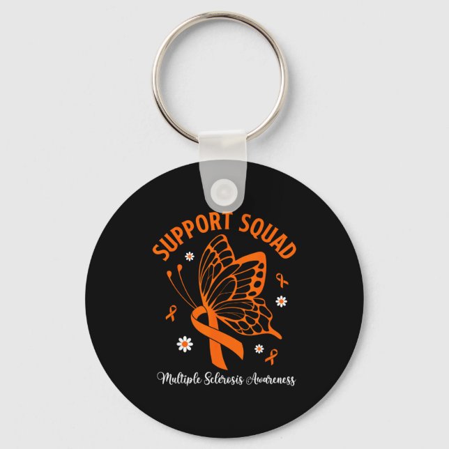 Support squad multiple sclerosis awareness orange key ring (Front)