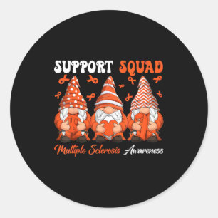 Support Squad Multiple Sclerosis Gnomes With Orang Classic Round Sticker