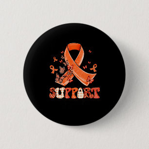 Support Squad Orange Ribbon Butterfly Multiple Scl 6 Cm Round Badge
