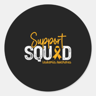 Support Squad Orange Ribbon Cancer Leukaemia Aware Classic Round Sticker