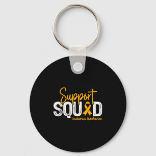 Support Squad Orange Ribbon Cancer Leukaemia Aware Key Ring