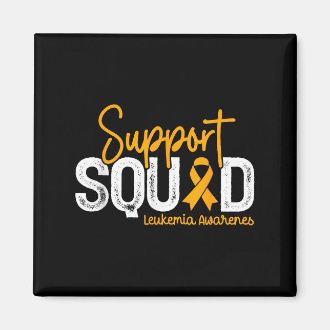 Support Squad Orange Ribbon Cancer Leukaemia Aware Magnet (Front)