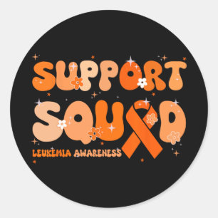 Support Squad Orange Ribbon Leukaemia Blood Cancer Classic Round Sticker