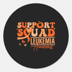 Support Squad Orange Ribbon Leukaemia Blood Cancer Classic Round Sticker