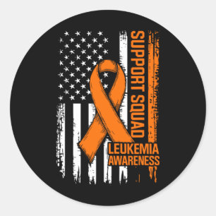 Support Squad Orange Ribbon Leukaemia Blood Cancer Classic Round Sticker