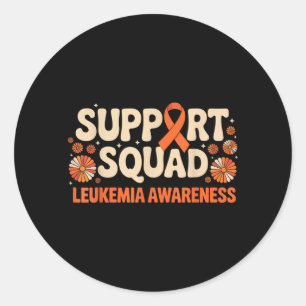 Support Squad Orange Ribbon Leukaemia Blood Cancer Classic Round Sticker