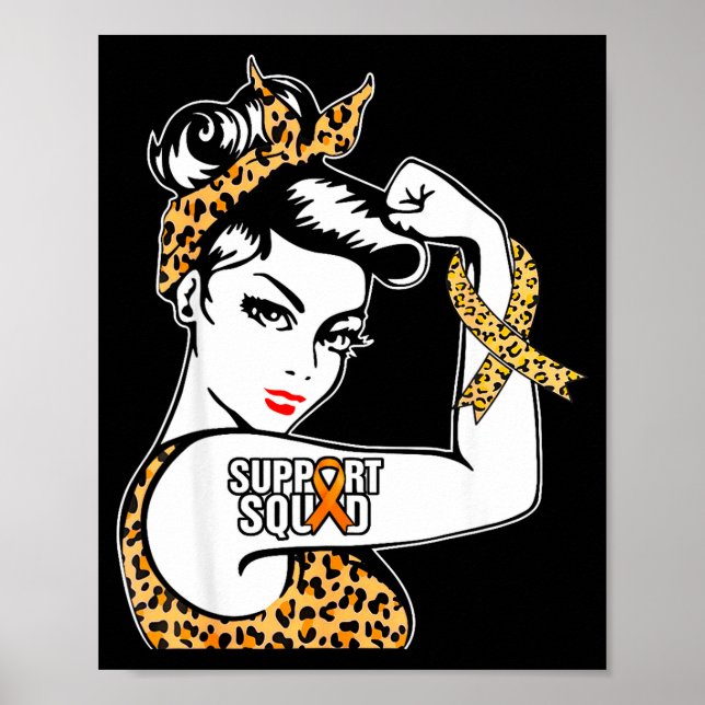 Support Squad Orange Ribbon Multiple Sclerosis Awa Poster (Front)