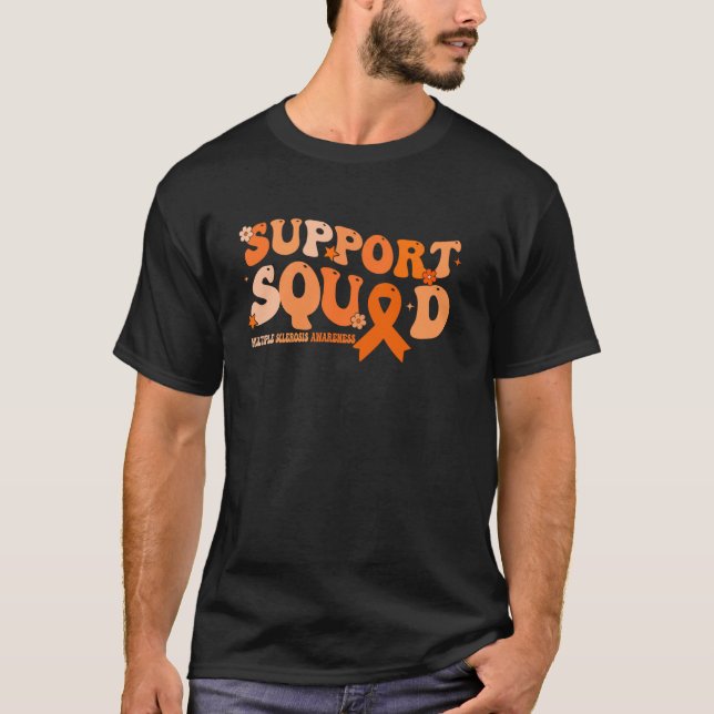 Support Squad Orange Ribbon Multiple Sclerosis Awa T-Shirt (Front)