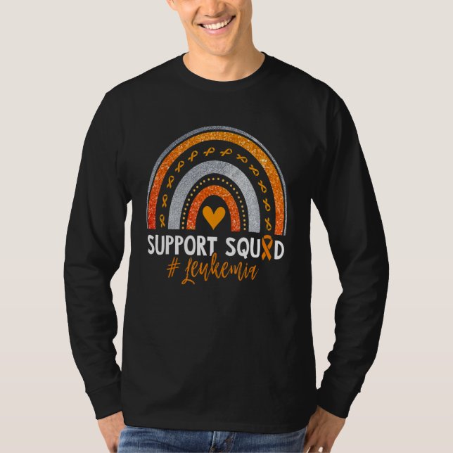 Support Squad Orange Ribbon Rainbow Leukemia Aware T-Shirt (Front)