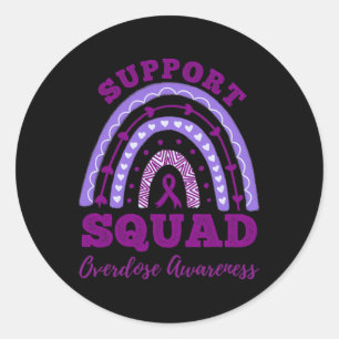 Support Squad Overdose Awareness Rainbow 1 Classic Round Sticker
