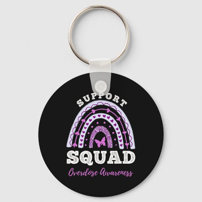Support Squad Overdose Awareness Rainbow  Key Ring (Front)