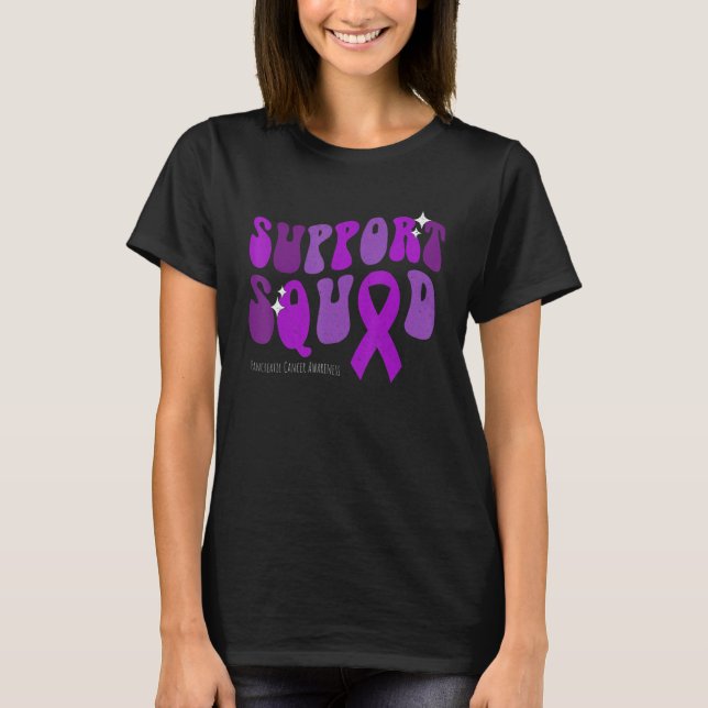 Support Squad Pancreatic Awareness Purple Ribbon T-Shirt (Front)