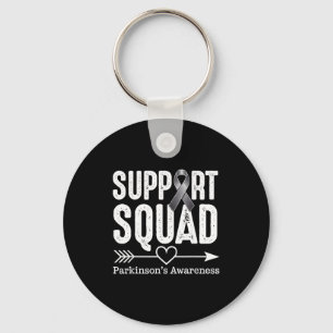 Support squad parkinsons awareness grey ribbon key ring