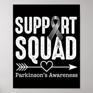 Support squad parkinsons awareness grey ribbon poster