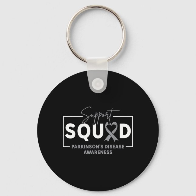 Support Squad Parkinsons Disease Awareness Grey Key Ring (Front)