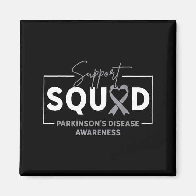 Support Squad Parkinsons Disease Awareness Grey Magnet (Front)