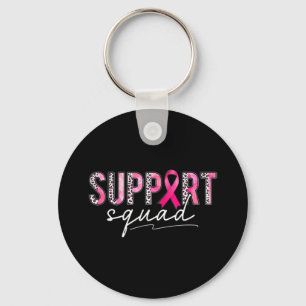 Support Squad Pink Leopard Ribbon Breast Cancer Aw Key Ring