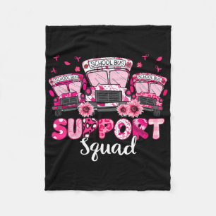 Support Squad Pink Leopard School Bus Driver Breas Fleece Blanket