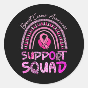 Support Squad Pink Rainbow Leopard Breast Cancer A Classic Round Sticker