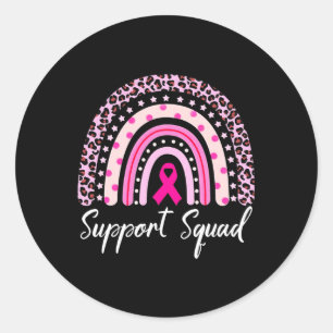 Support Squad Pink Rainbow Leopard Breast Cancer A Classic Round Sticker