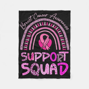 Support Squad Pink Rainbow Leopard Breast Cancer A Fleece Blanket