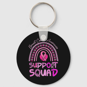 Support Squad Pink Rainbow Leopard Breast Cancer A Key Ring