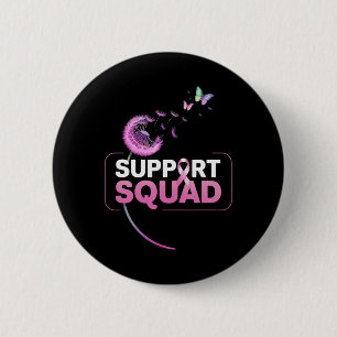 Support Squad Pink Ribbon Breast Cancer Awareness 6 Cm Round Badge