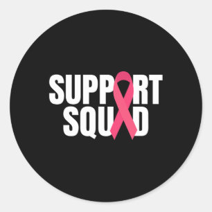 Support Squad Pink Ribbon Breast Cancer Awareness Classic Round Sticker