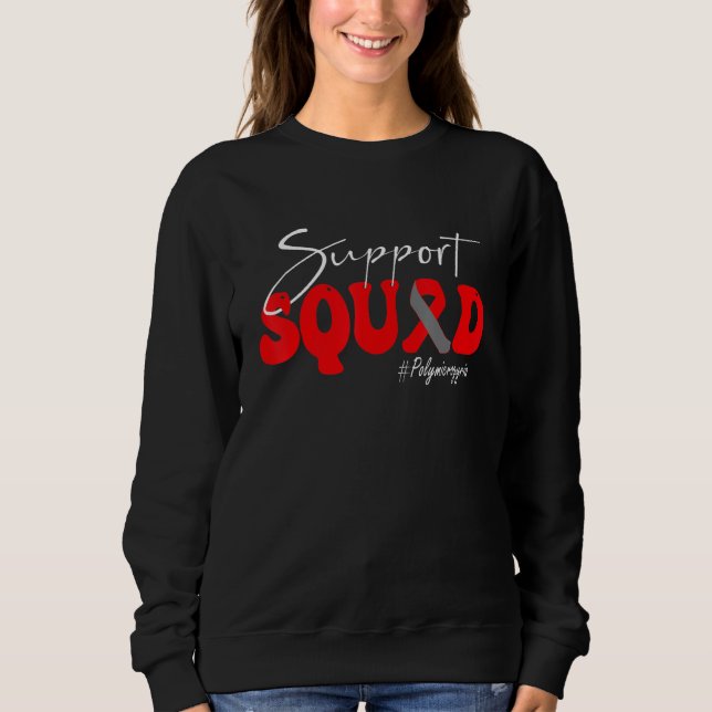 Support Squad Polymicrogyria Awareness Red & Gray  Sweatshirt (Front)