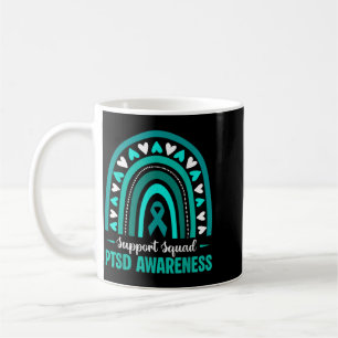Support Squad Ptsd Awareness Teal Ribbon Rainbow Coffee Mug